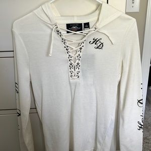 Harley-Davidson Women's Scroll Skull Hooded Henley